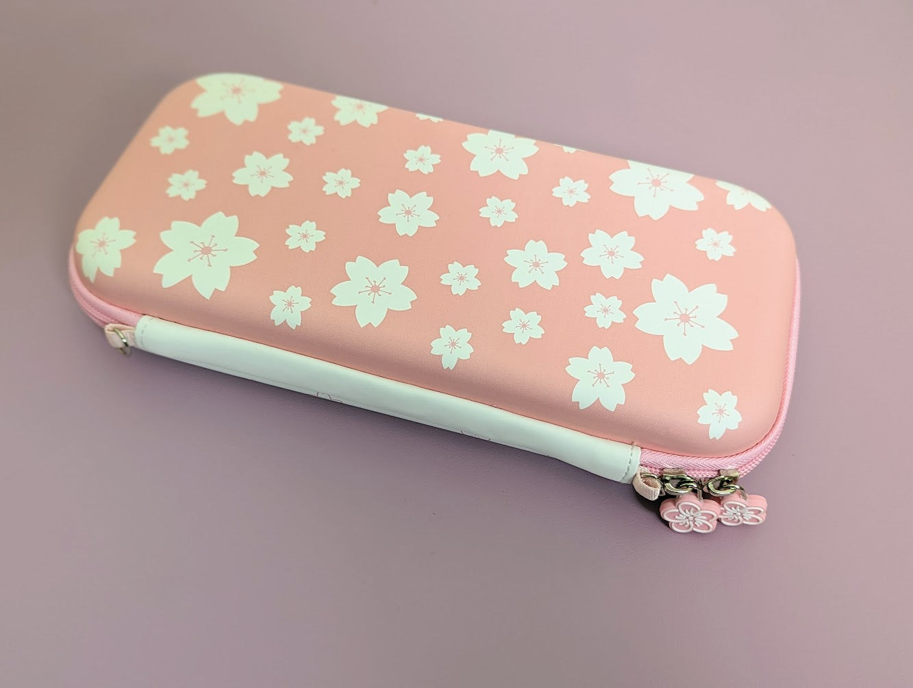 Nintendo Switch Classic and Oled Case - Double Sided Pink and White Sakura Cherry Blossom Carrying Case